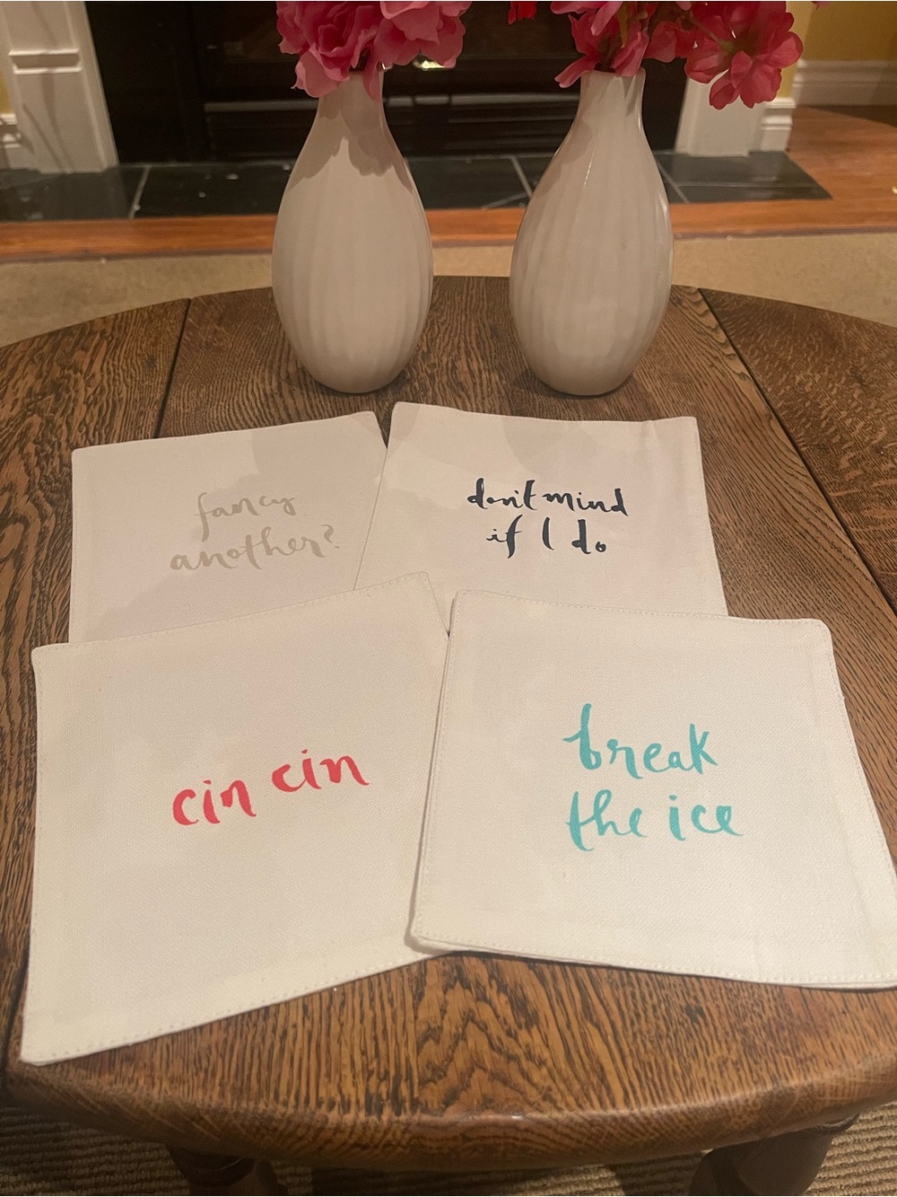 Kate Spade Cocktail Napkins Small 6" x 6" - White (Pack of 4)